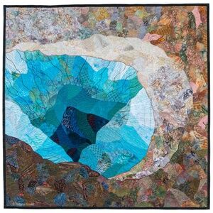 MORNING GLORY POOL - original mixed media textile wall hanging - New